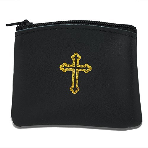 Venerare Genuine Leather Catholic Rosary Case (2, Black)
