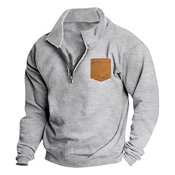 Mens Quarter Zip Pullover Vintage Fashion Long