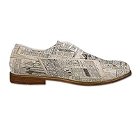 YOLIYANA Old Newspaper Decor Wear Resisting Leather Shoes,Nostalgic Aged Pages with Antique Advertising Fashion Magazines Print Decorative for Men,US 10