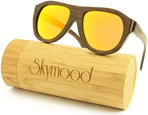 SKYMOOD Brown Bamboo Sunglasses with Grey Polarized Lens
