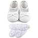 Delebao Baby Girl Infant Satin Mary Jane Baptism Shoes Dance Ballerina Slippers (0-6 Months, White & Socks)