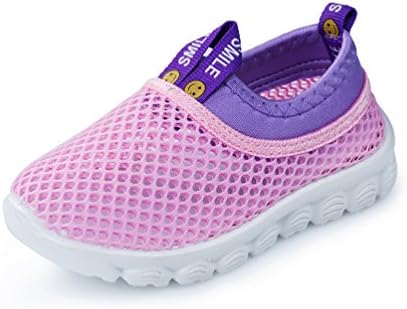 KEVENI Little Kids Breathable Mesh Lightweight Aqua Water Shoes Boys Girls Sneakers For Walking Running Pool Beach 34 Pink