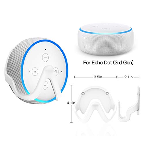 Staron Pro Outlet Hanger Stand Wall Mount Holder for Echo Dot 3rd Generation, A Space-Saving Solution for Smart Home Speakers, Clever Dot Accessories with Cord Arrangement Hide Messy Wires (White)