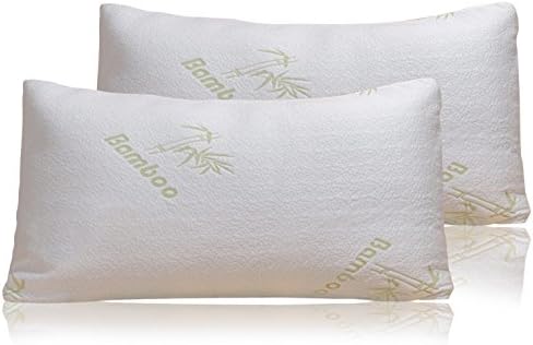 Home With Comfort - Adjustable Bamboo Pillow With Shredded Memory Foam and Stay Cool Cover (2 PK King)