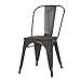 Adeco Metal Stackable Industrial Chic Dining Bistro Cafe Side Chairs (Set of 2), Black Bronze with Wooden seat