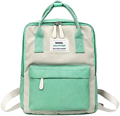 School Bags for Girls UKLoving Casual School Backpack Fashion Leisure College Bags School Supplies School Satchel with Canvas, Color Stitching for School/Travel/Sport - White