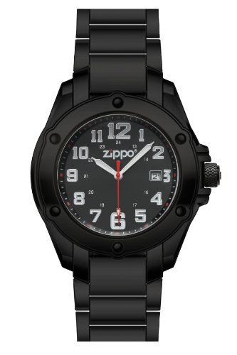 Zippo Black Dial Dress Watch with Black Solid Stainless Steel Band
