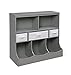 Badger Basket Combo Toy Storage Organizer and Bookshelf - Kids Storage Unit with 3 Removable Baskets, Open Shelves, Top Display Surface - Gray
