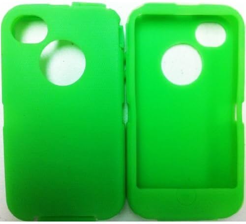 SportyGigabite Replacement Silicone Skin For iphone 4/4s Otterbox Defender case with Oval cutout -Bright Green