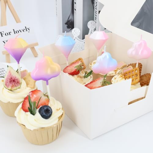 Saododku Birthday Candles, Gradient Color Birthday Candles for Cake, 3PCS Cloud Shaped Birthday Candles Sparklers, 4.1
