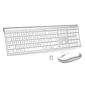 Wireless-Keyboard-Mouse-Combo-Jelly-Comb-KUS015-Ultra-Slim-Full-Size-Rechargeable-24G-USB-Keyboard-Mouse-Set-QWERTY-UK-Layout-Mouse-not-Rechargeable-for-PC-Computer-Laptop-White-and-Silver Wireless Keyboard Mouse Combo, Jelly Comb KUS015 Ultra Slim Full Size Rechargeable 2.4G USB Keyboard & Mouse Set QWERTY…