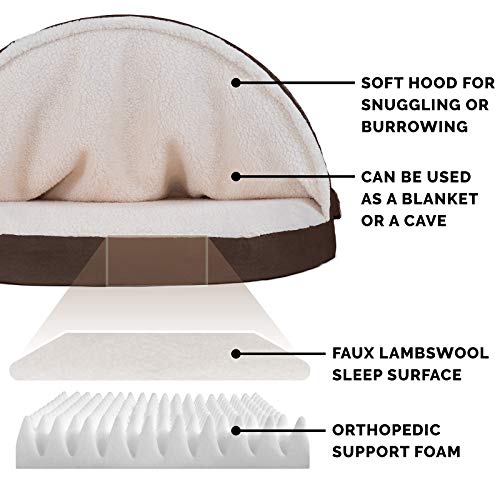Furhaven 44" Round Orthopedic Dog Bed Sherpa & Suede Snuggery w