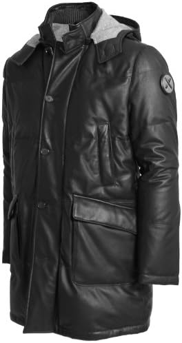 Norte Centauro Deer Black Mens Premium Quality Deerskin Leather Winter Jacket/Winter Coat (M)