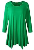 LARACE Women Plus Size 3/4 Sleeve Tunic Tops Loose Basic Shirt (3X, Forest Green)