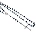 LOYALLOOK 10mm Blue Crystal Beads Catholic Rosary Necklace Crucifix Cross Pendant,30 Inch