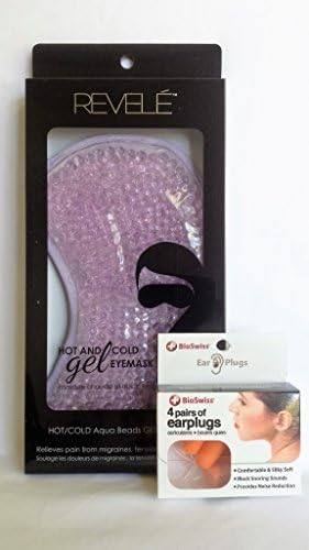 NEW Extra Large Hot Cold Eye Face Sleep Mask Gel Beads Pearls Fabric Backed FREE Earplugs (Purple)