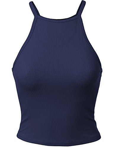 Sexy halter spaghetti strap neck ribbed tank vest cami …