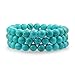 Bling Jewelry Simple Plain Set Of 3 Stabilized Turquoise 8MM Ball Bead Stones Stackable Strands Stretch Bracelet For Women For Teen