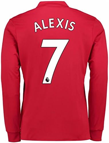 Sneyke Manchester United Alexis 7 2017-2018 Home Long Sleeve Jersey Men's Color Red Size L