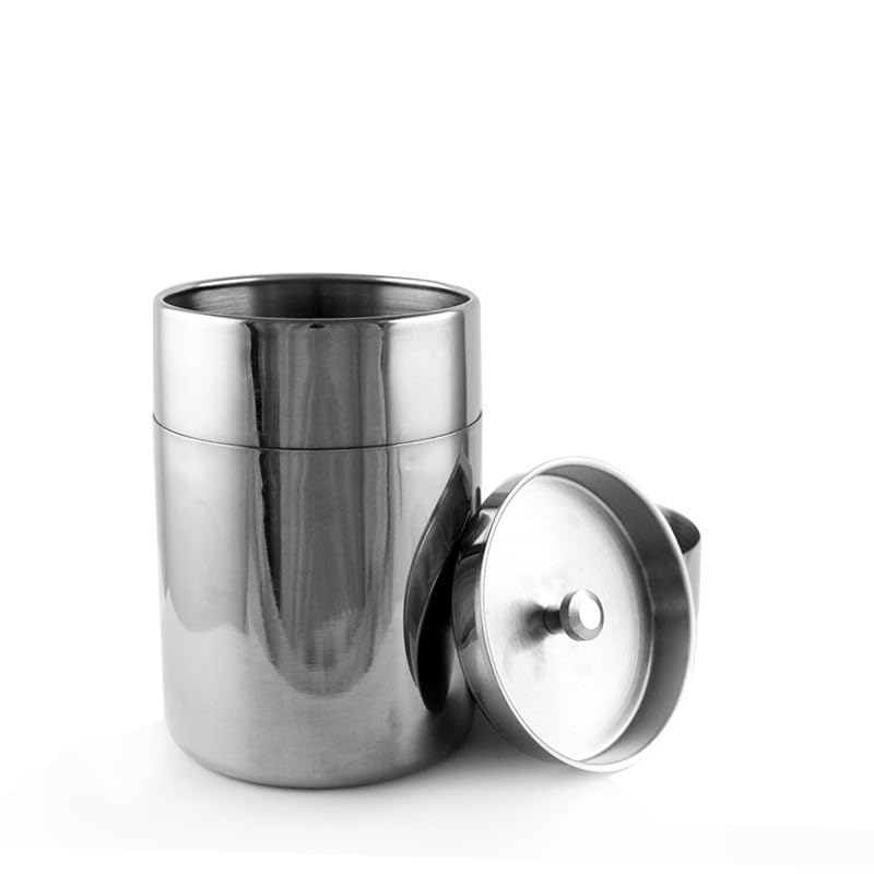 Gancon Stainless Steel Sealed Storage Jar, Multipurpose Double Lids Food Storage Canister, Portable Moisture Proof and Antibacterial Food Jars Canisters for Tea, Sugar, Coffee