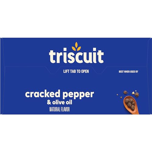 TRISCUIT CRACKED PEPPER & OLIVE OIL WHOLE GRAIN WHEAT CRACKERS, 8.5 OZ