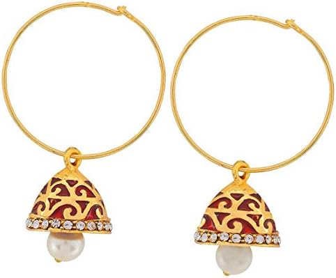 Maayra Wedding Festival Earrings Copper Hoops Wine White Meenakari Jhumki Jewellery