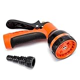 Garden Hose Nozzle: Best for Lawns, Plants & Shrubs, Washing Pets. Free Detachable Shut Off/ON Valve, Ergonomic Trigger, Easy Flow Control Setting, Durable Soft Touch Grip, 8 Settings.