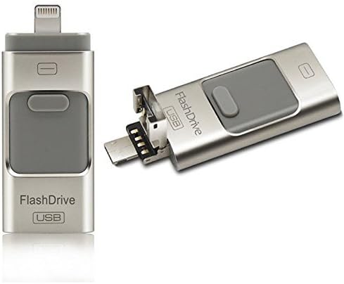 morePower2you 64GB 3.0 USB i-Flash Drive U Disk Memory Stick Storage Adapter USB Flash Drive For iPhone OTG Phone Android Computers 3 IN 1 (Silver Gray Grey-64G)