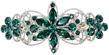 Faship Gorgeous Green Rhinestone Crystal Flora Hair Barrette Clip
