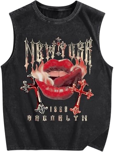 SOLY HUX Men's Summer Gothic Tank Top Graphic Print Distressed