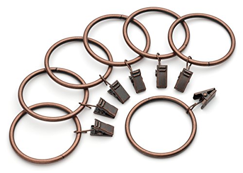 Iron Metal Curtain Clip Rings 2 Inch Interior Diameter Set of 14 (Copper Antiqued)