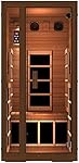 JNH Lifestyles Freedom 1 Person Canadian Western Red Cedar Wood Far Infrared Sauna 6 Carbon Fiber Heaters, 5 Year Warranty