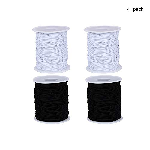 Forsun 4 Pack 0.8 mm Elastic String Cord Elastic Thread Beading String Cord for Jewelry Making Bracelets Beading, 100 Meters, 2 Pack White+ 2 Pack Black - Thumbnail 4