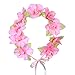 Valdler Plumeria Flower Headband Crown Garland Halo for Wedding Festivals (Pink)