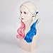 Genenric Wavy Curly Cosplay Wigs with Long Ponytail and Cap - Pink / Blue