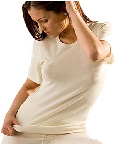 Hocosa Short-Sleeve Underwear Shirt in Organic Wool-Silk Blend, Unisex, Natural White