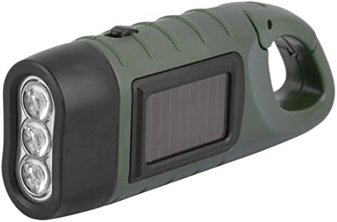 Forrader Hand Crank Solar Powered Rechargeable LED Flashlight, Great for Emergency Situations