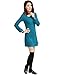 Allegra K Women Peter Pan Dress Bracelet Sleeve Button Down Back Short Dresses X-Large / US 18 Turquoise
