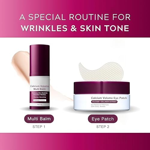 Artiwell Cementere Calcium Volume Multi Balm + Calcium Volume Eye Patches, Calcium Multi Balm Stick, Under Eye Masks for Puffy Eyes, Dark Circles, Wrinkles, Firming & Anti Aging Korean Skincare Set