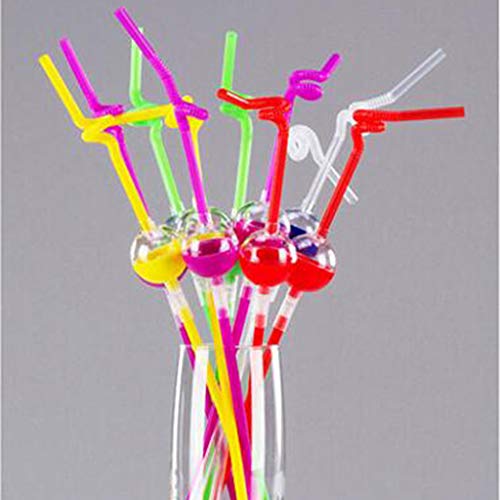 Karooch 10pcs Colorful Food Grade Plastic Straw with Storage Ball | Can be Open to Put Additive | Non-stick Cup Creative Sanitary Straw for Home Outdoor Bar Cocktail Party