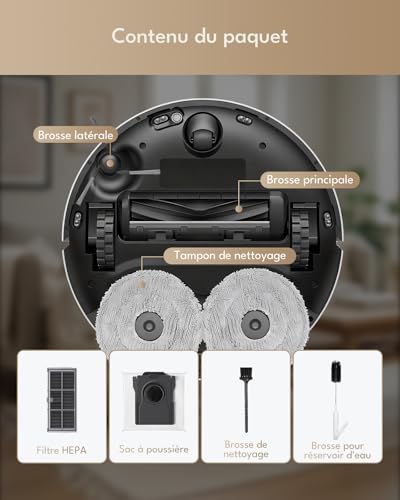 iRobacc 28-Piece Accessory Kit for Mova E40 Ultra Robot Vacuum Cleaner: 2 Main Brushes, 8 Mops, 6 Side Brushes, 4 HEPA Filters, 6 Vacuum Cleaner Bags, 1 Brush, 1 Bucket Brush