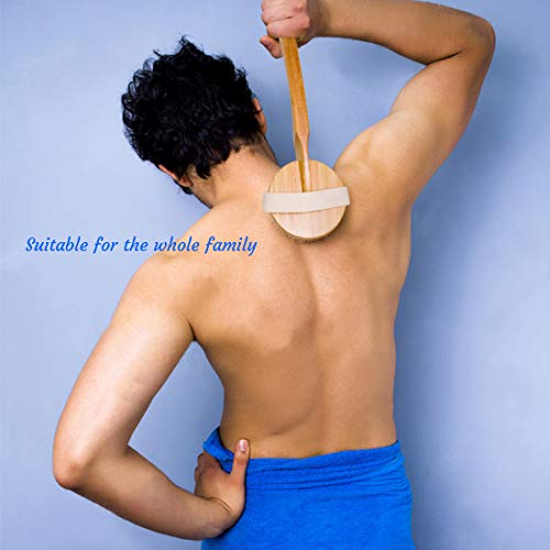Zhuoyue Body Back Bath Brush - for Shower with Long Handle, Back Washer Scrubber Dry Brush for Lymphatic, Exfoliator, Anticellulite