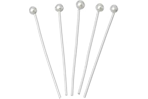 50pcs Adabele Authentic Sterling Silver Round Ball Headpin Head Pins 25mm (1 inch) Hypoallergenic for DIY Craft Jewelry Making (Wire 0.4mm/26 Gauge) SS5-25