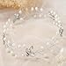 Bridalvenus Bride Wedding Headband Bridal Peal Halo Hair Accessory Headpiece for Women and Girls (Silver)