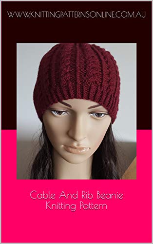 Cable and rib beanie in 8ply knitting pattern - Sally