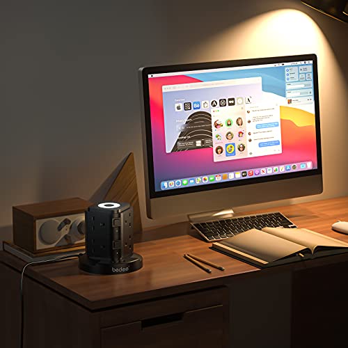 Extension Plug Tower, bedee Tower Extension Lead with Surge Protection, Power Strip Tower with Night Light, 3 USB Slots and 8 Way Outlets, 3M Extension Cord