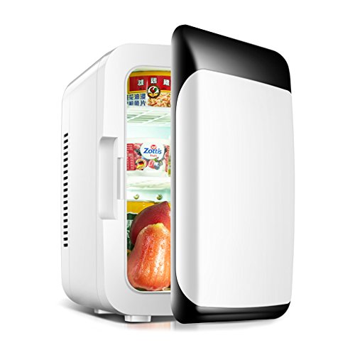 Click Here to See More Images YI HOME- Portable Car Refrigerator Mini Single Door Cloding Heating Office Car Dual Black And White, 8L,White