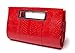 ilishop Women's Classic Crocodile Pattern Faux Leather Metal Grip Clutch (Red)