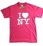 I Love NY New York Short Sleeve Screen Print Heart T-Shirt Hot Pink
