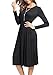 Levaca Women's Long Sleeve Pockets Pleated Loose Swing Casual Midi Dress Black XXL
